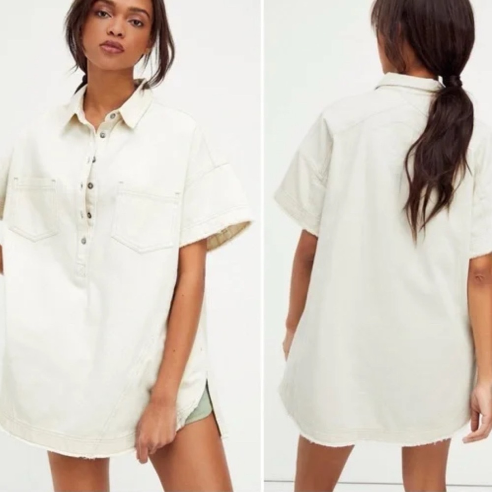 Free People | We the Free | Elliot Denim Tunic | White XS